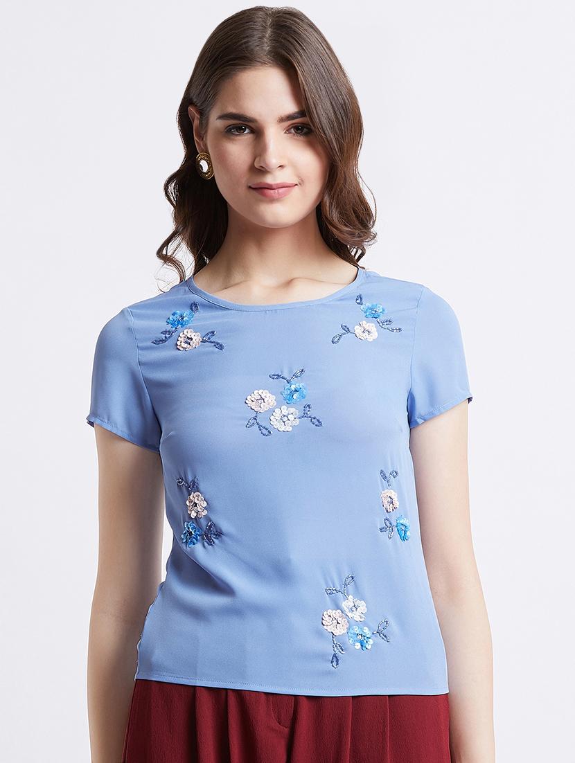 women's straight round neck top - 16496920 - Standard Image - 1