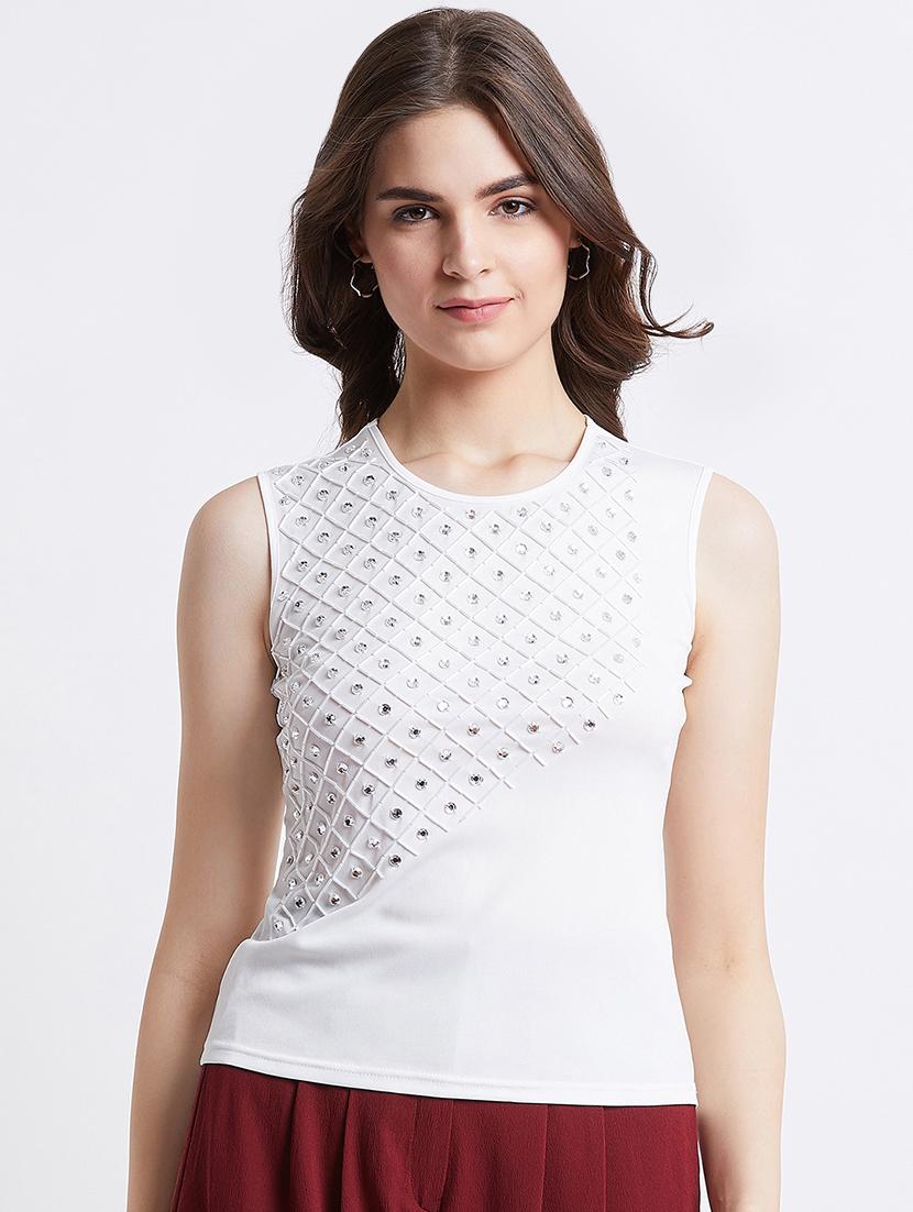 women's straight round neck top - 16496926 - Standard Image - 1