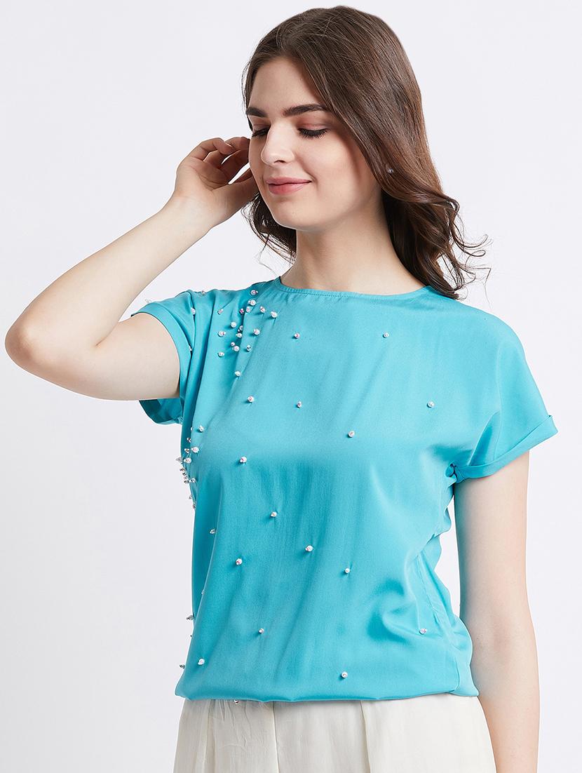 women's straight crew neck top - 16496929 - Standard Image - 1
