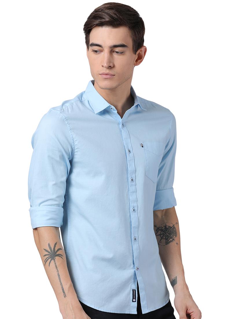 light blue solid casual shirt - 16497198 - Standard Image - 1