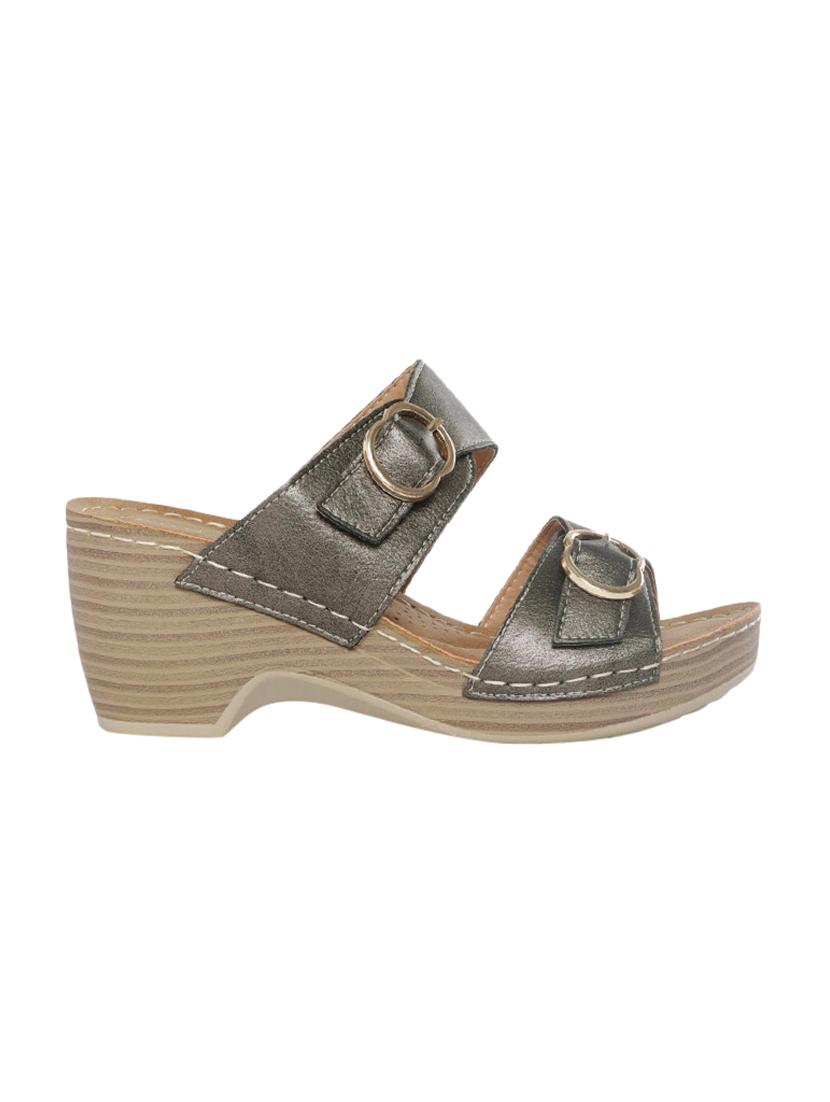 grey slip on wedges - 16497844 -  Standard Image - 1