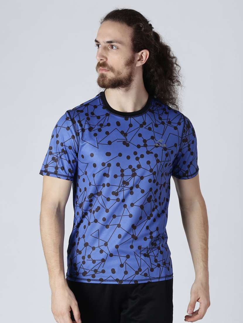 blue printed t-shirt