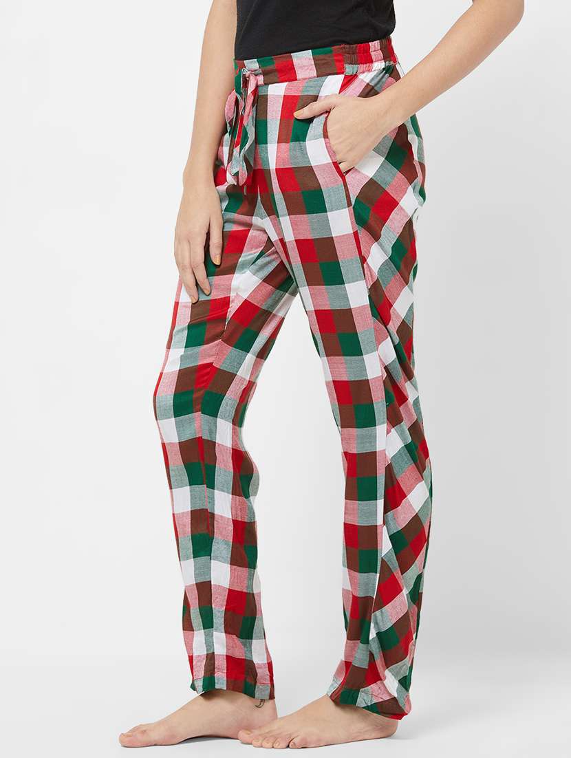 drawstring waist checkered pajama - 16501021 -  Standard Image - 1