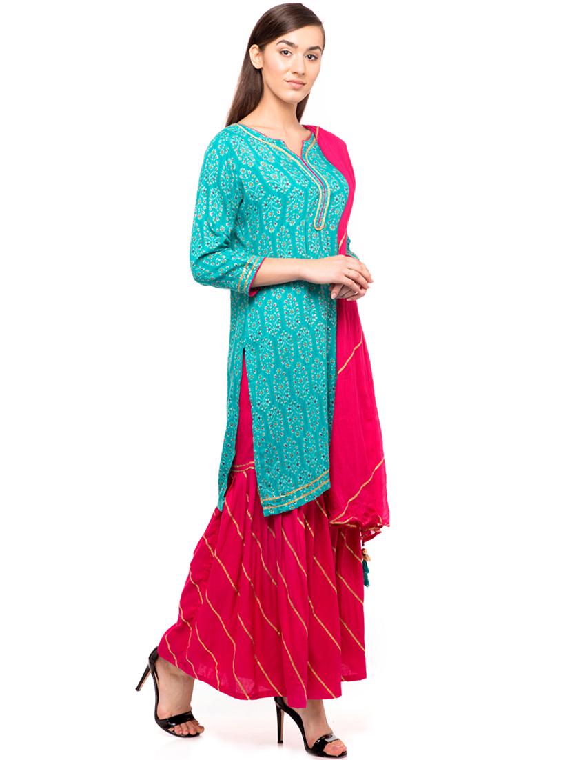 printed kurta sharara set - 16501041 -  Standard Image - 1