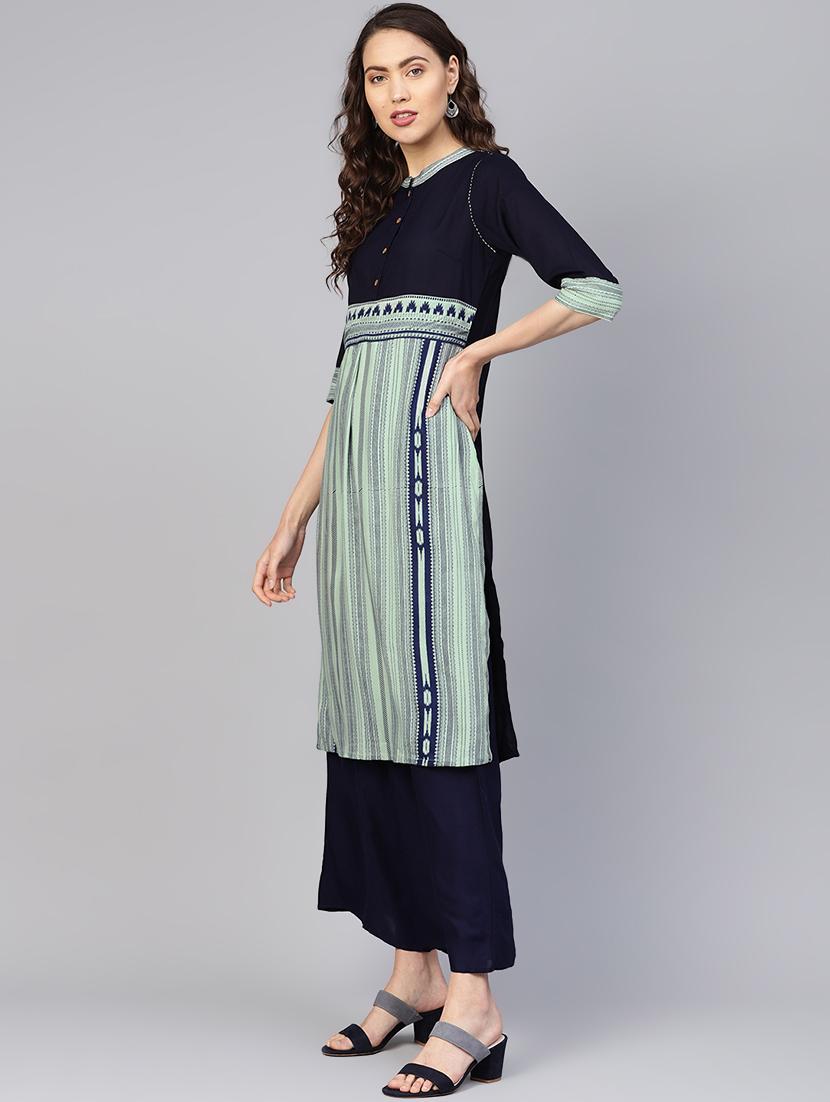 printed kurta palazzo set - 16501139 - Standard Image - 1