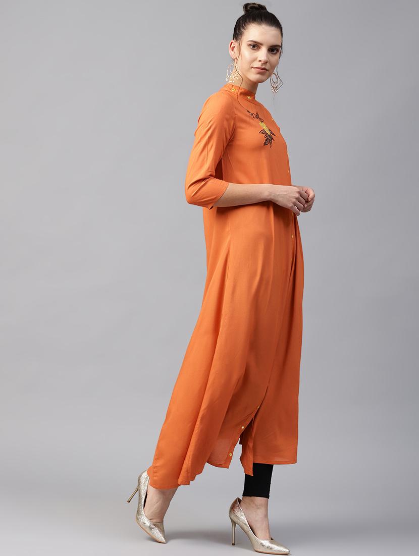 embroidered flared kurta - 16501149 -  Standard Image - 1