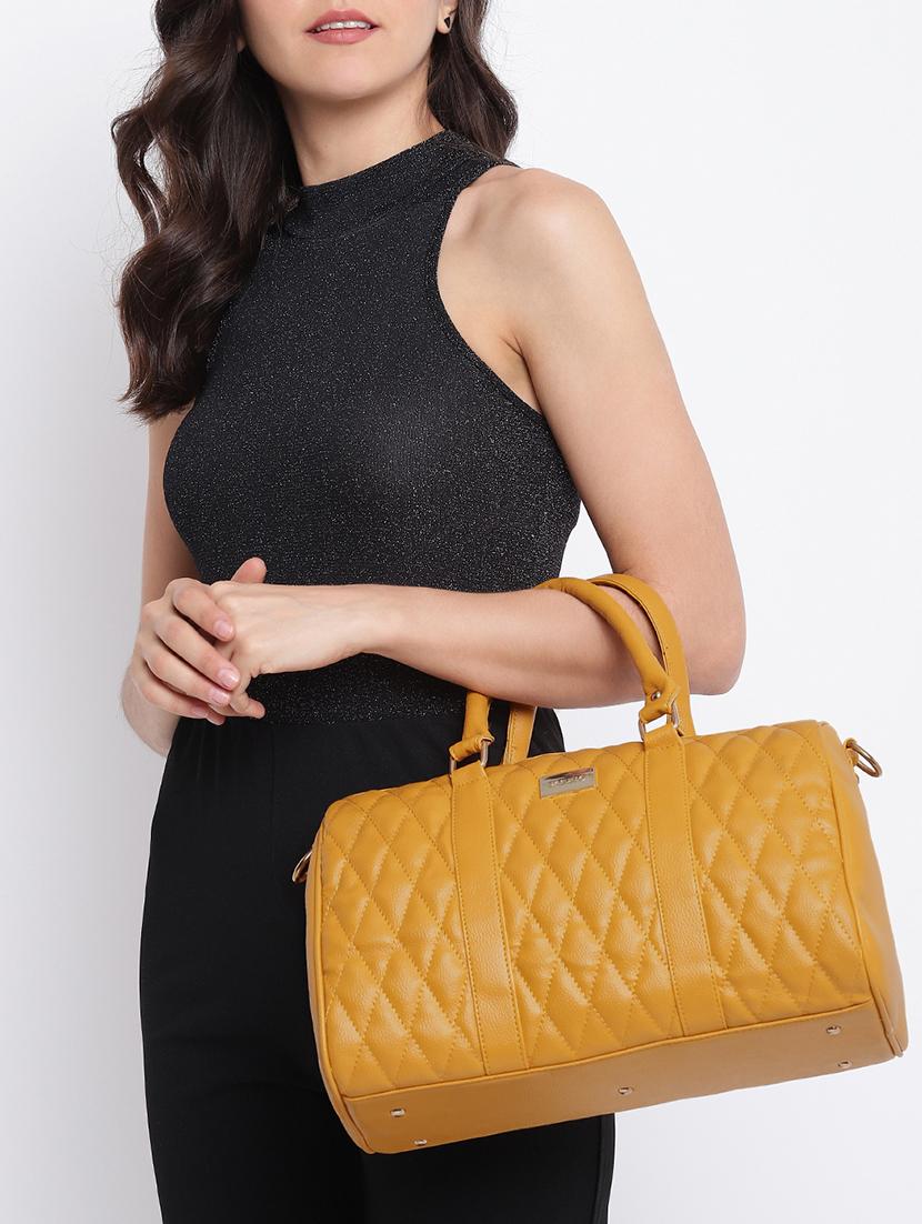yellow leatherette (pu) handbag - 16502367 - Standard Image - 4