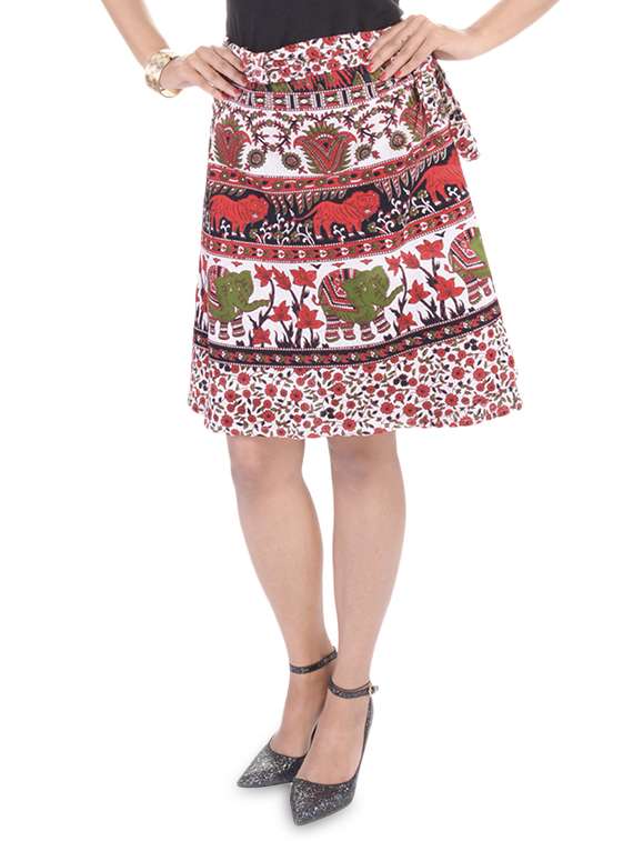printed wrap skirt