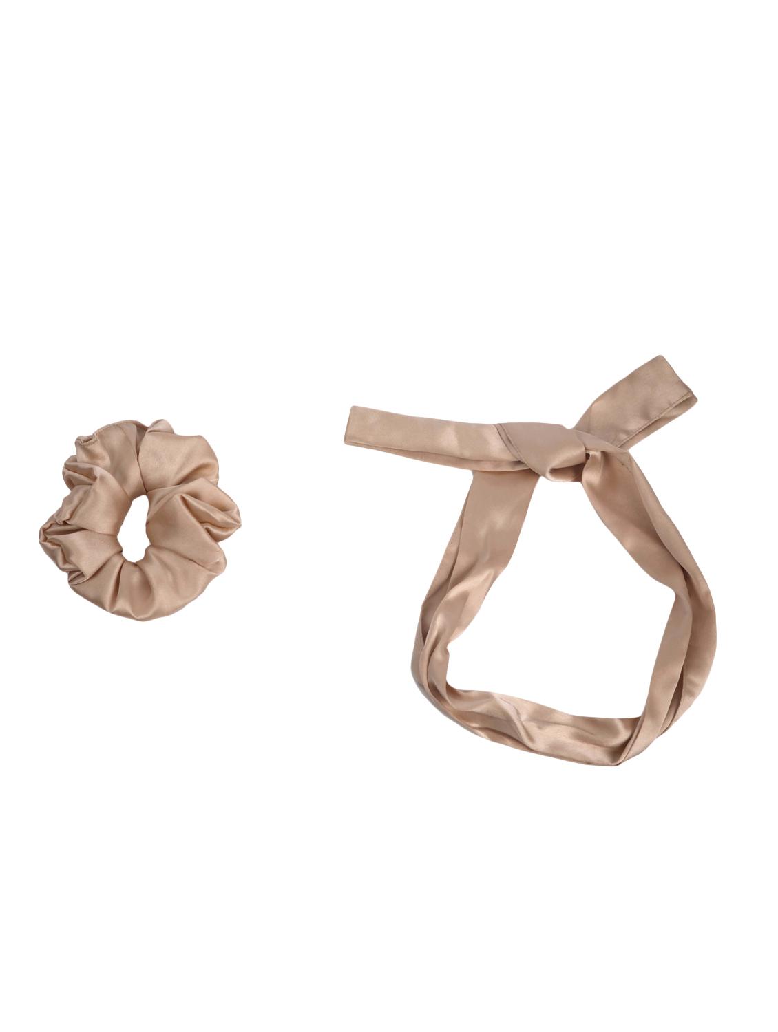 champagne satin scrunchy cum bandana - 16503955 -  Standard Image - 1