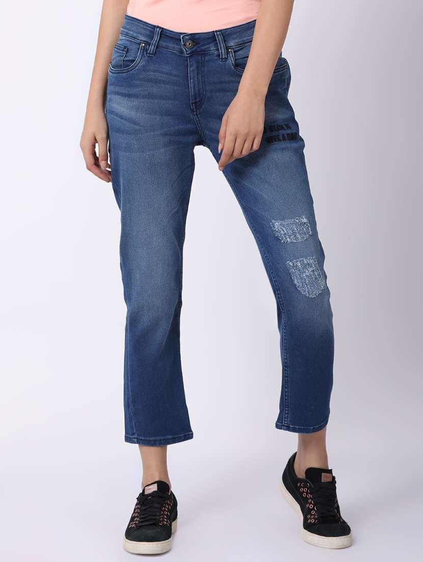 mid rise distressed jeans 