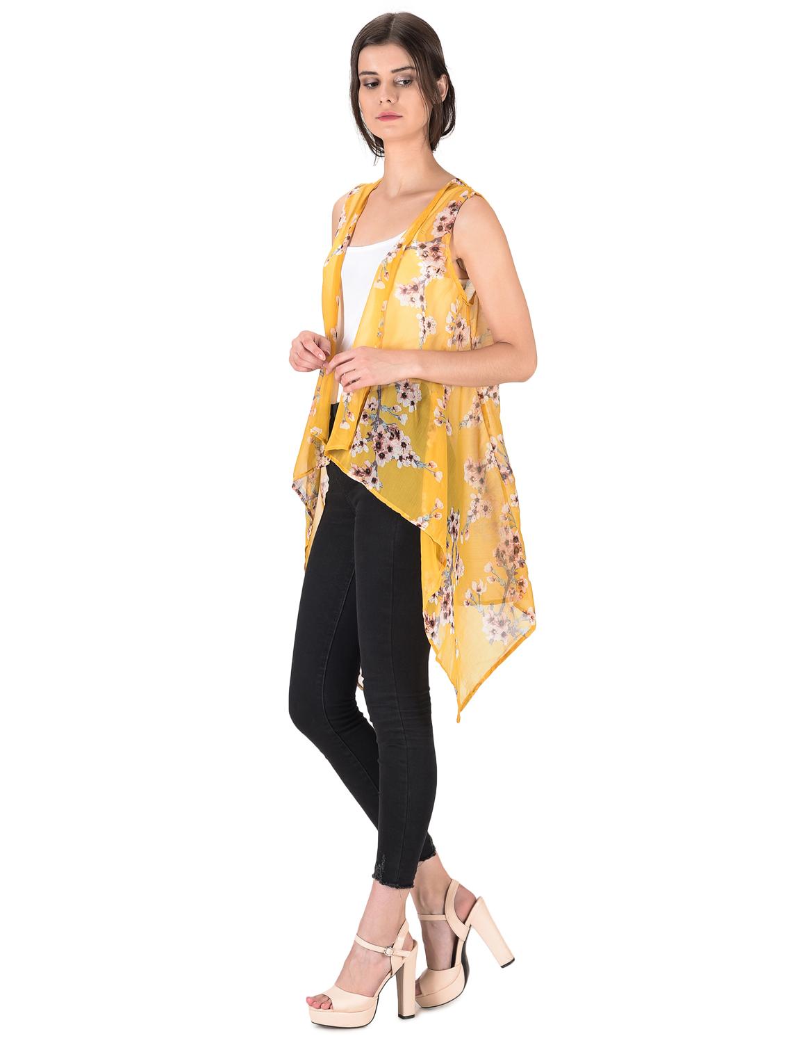 floral asymmetric print shrug - 16504575 -  Standard Image - 1