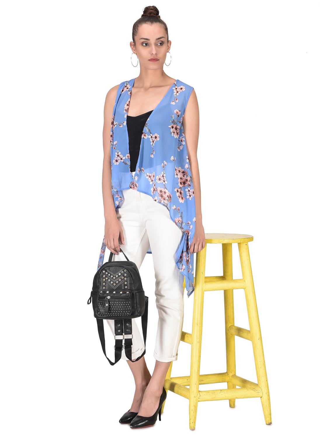 floral printed asymmetric shrug - 16504578 - Standard Image - 4
