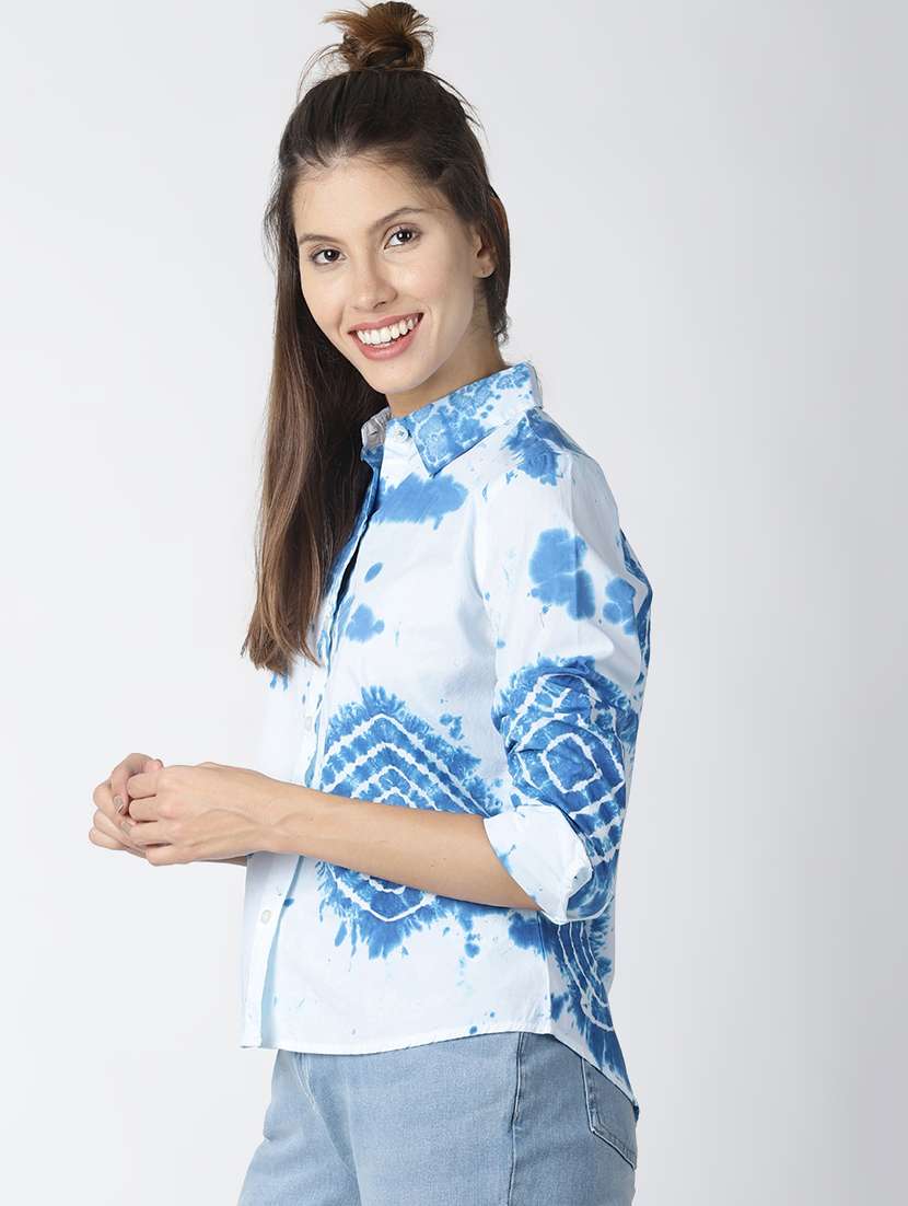 roll up sleeved tie & dye shirt  - 16506232 -  Standard Image - 1