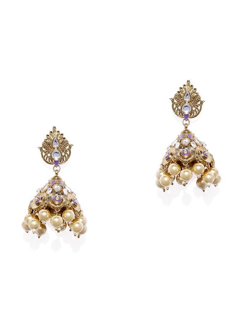 gold brass jhumka earring - 16506560 -  Standard Image - 0