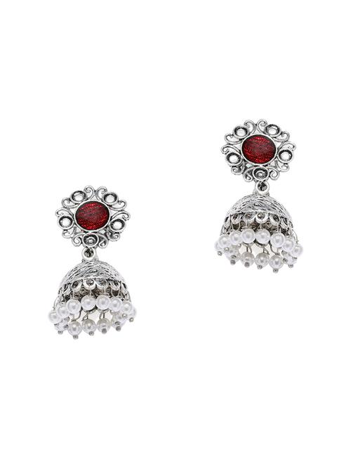 silver metal jhumka earring - 16506575 -  Standard Image - 0