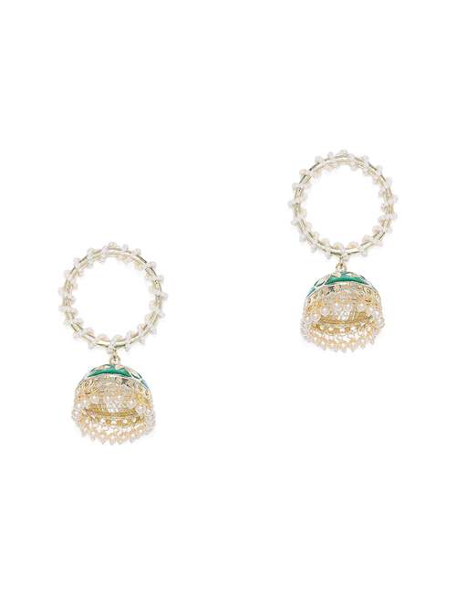 gold metal jhumka earring - 16506578 -  Standard Image - 0