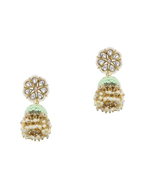 gold metal jhumka earring - 16506582 - Standard Image - 0