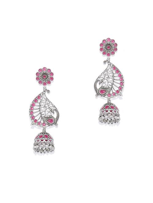 silver metal jhumka earring - 16506606 -  Standard Image - 0