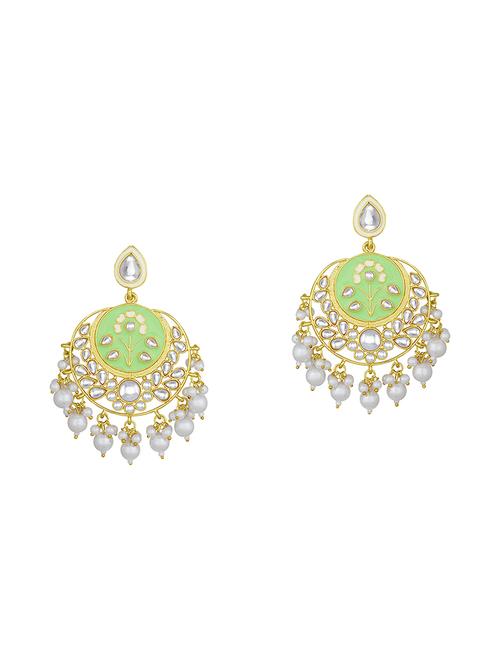 green metal chandballi earring - 16506629 -  Standard Image - 0