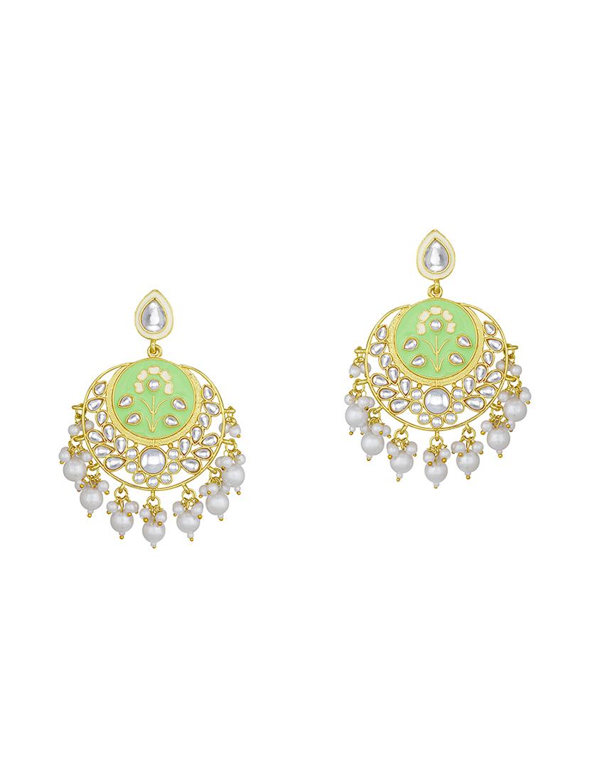 green metal chandballi earring - 16506629 -  Zoom Image - 0