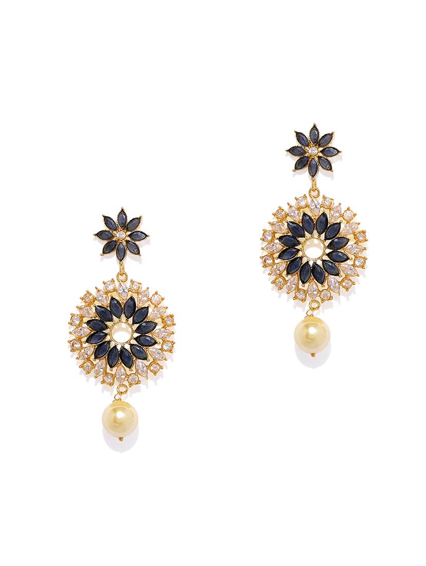 gold brass drop earring - 16506637 -  Zoom Image - 0