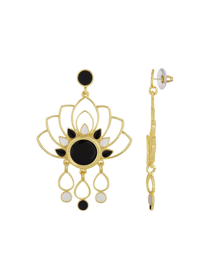 gold metal drop earring - 16506649 - Standard Image - 1