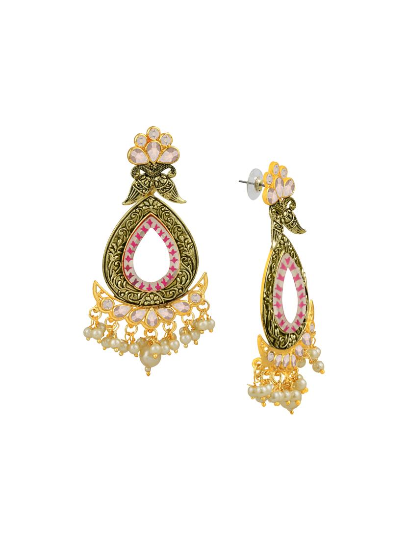 gold metal drop earring - 16506657 -  Standard Image - 1