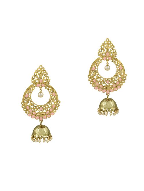 gold metal chandballi earring - 16506661 - Standard Image - 0