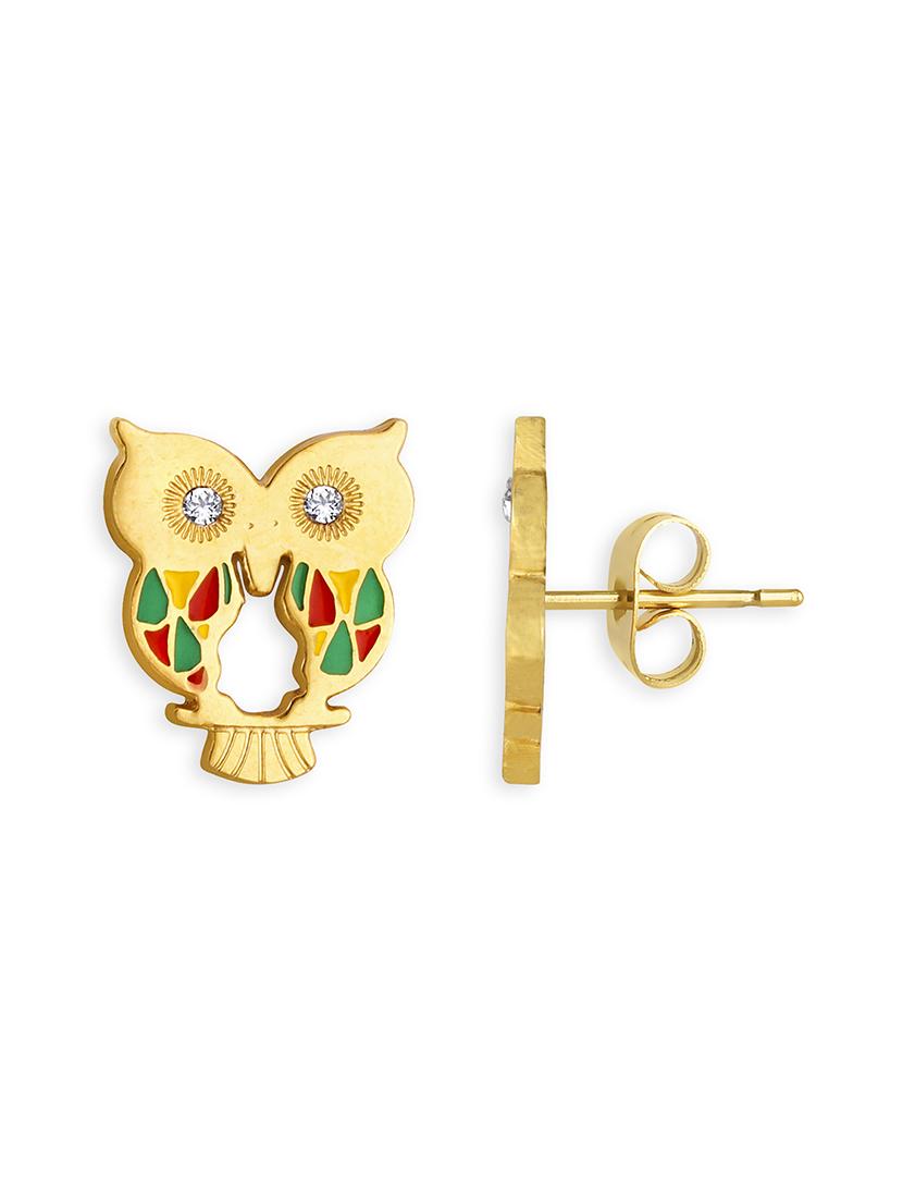 gold metal studs earring - 16506678 - Standard Image - 1