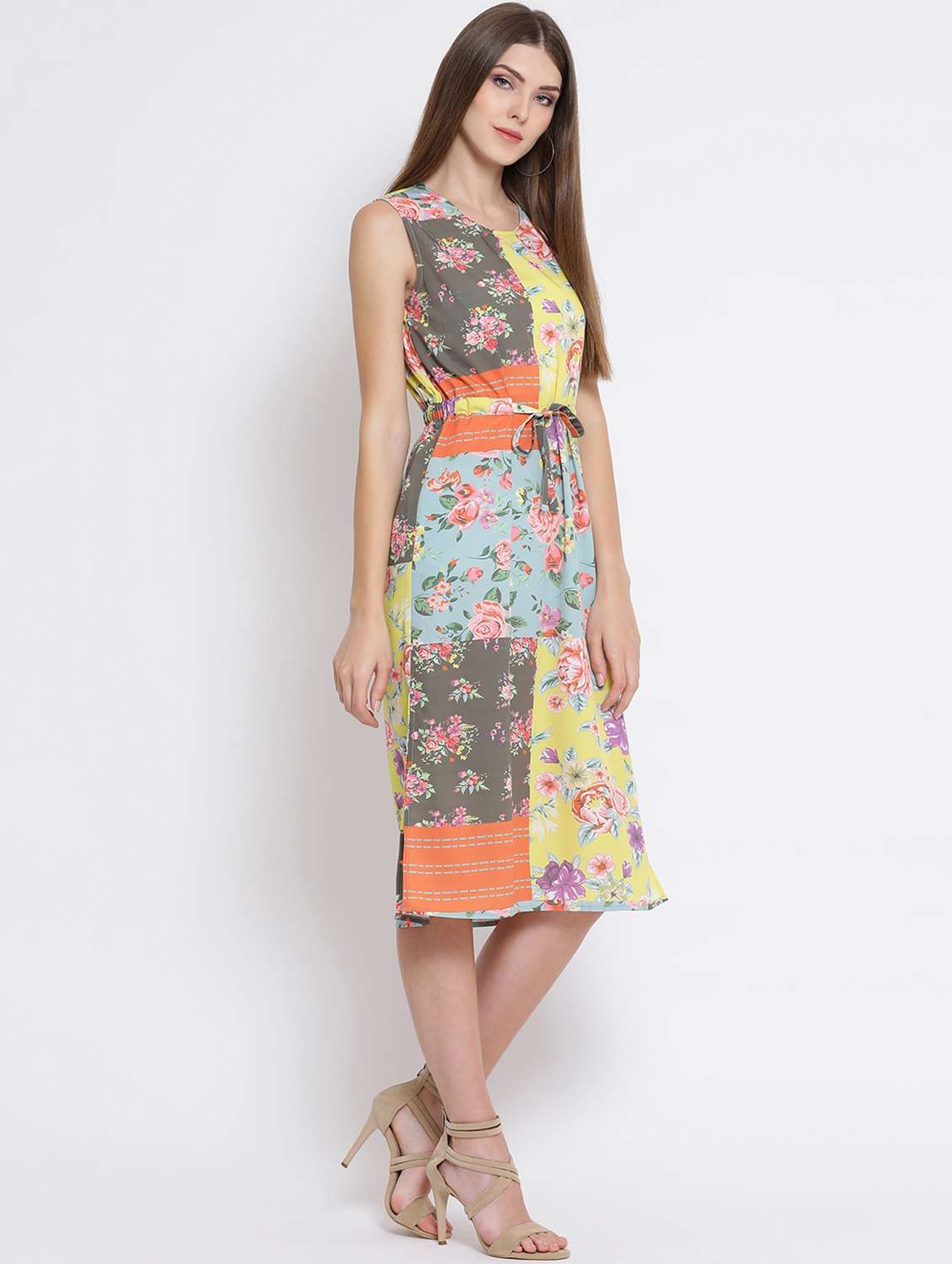 draw string floral a-line dress - 16506749 -  Standard Image - 1