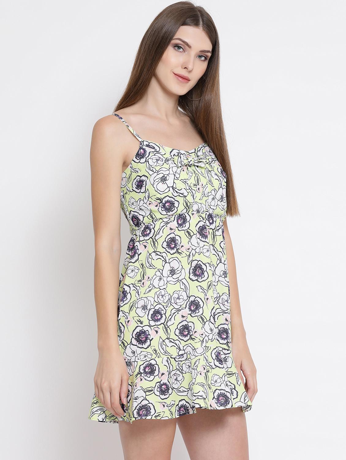 knot detail smocked a-line dress - 16506754 -  Standard Image - 1