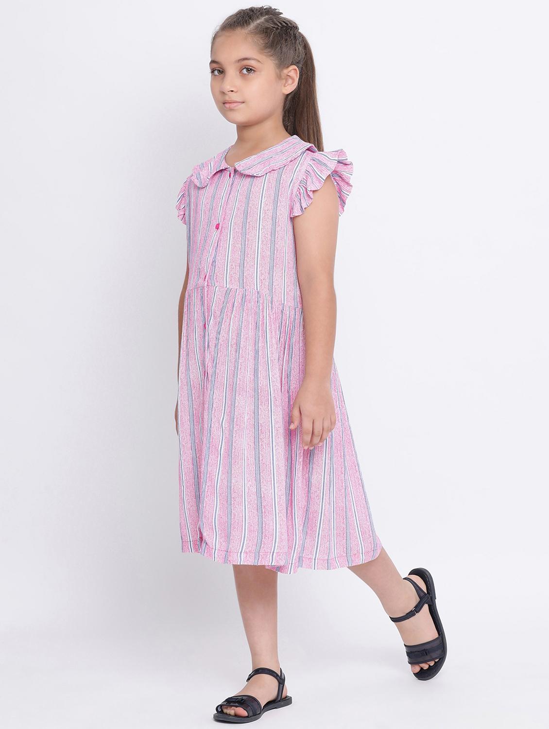 ruffle sleeve striped frock - 16507048 -  Standard Image - 1