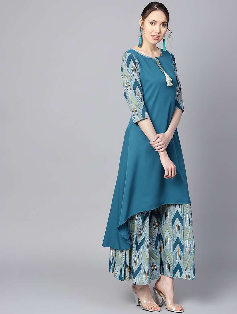 chevron printed kurta palazzo set