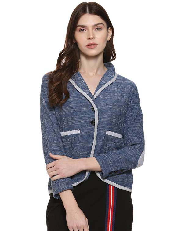 contrast tapping pocket patch blazer