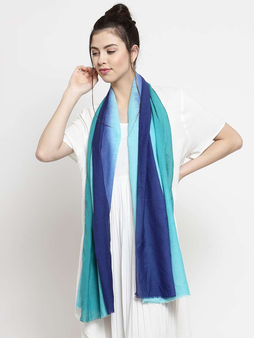 blue pure silk stole