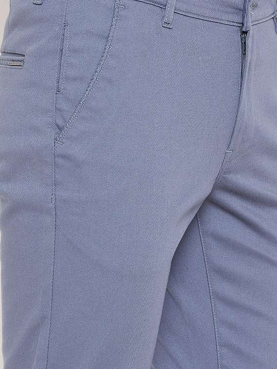 blue solid chinos - 16509393 - Standard Image - 4