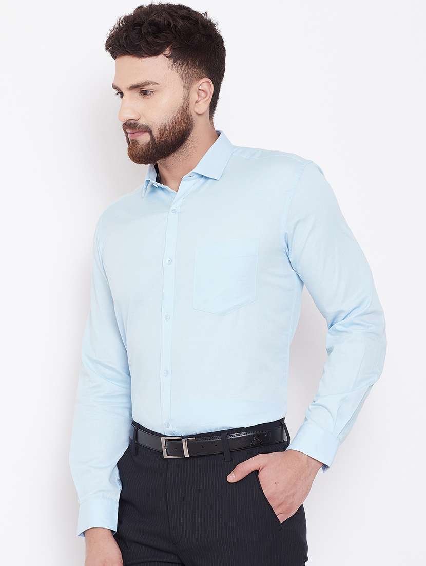 light blue solid formal shirt - 16509452 - Standard Image - 1