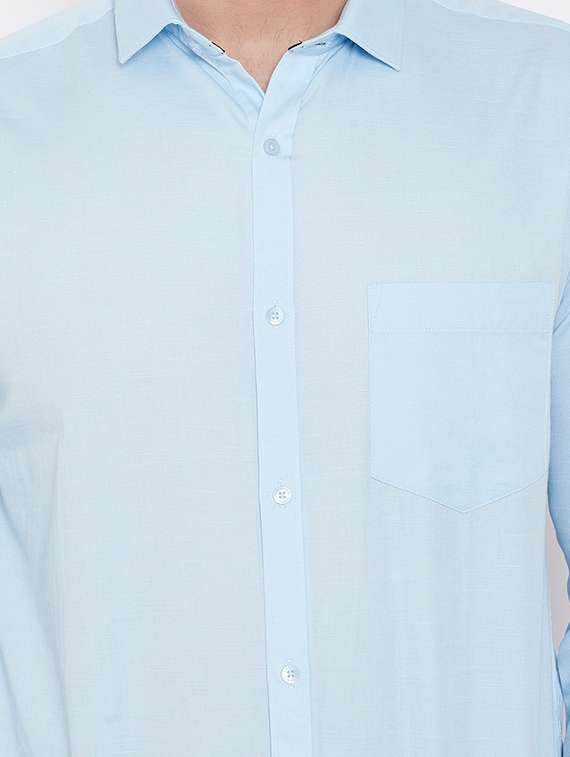 light blue solid formal shirt - 16509452 - Standard Image - 4