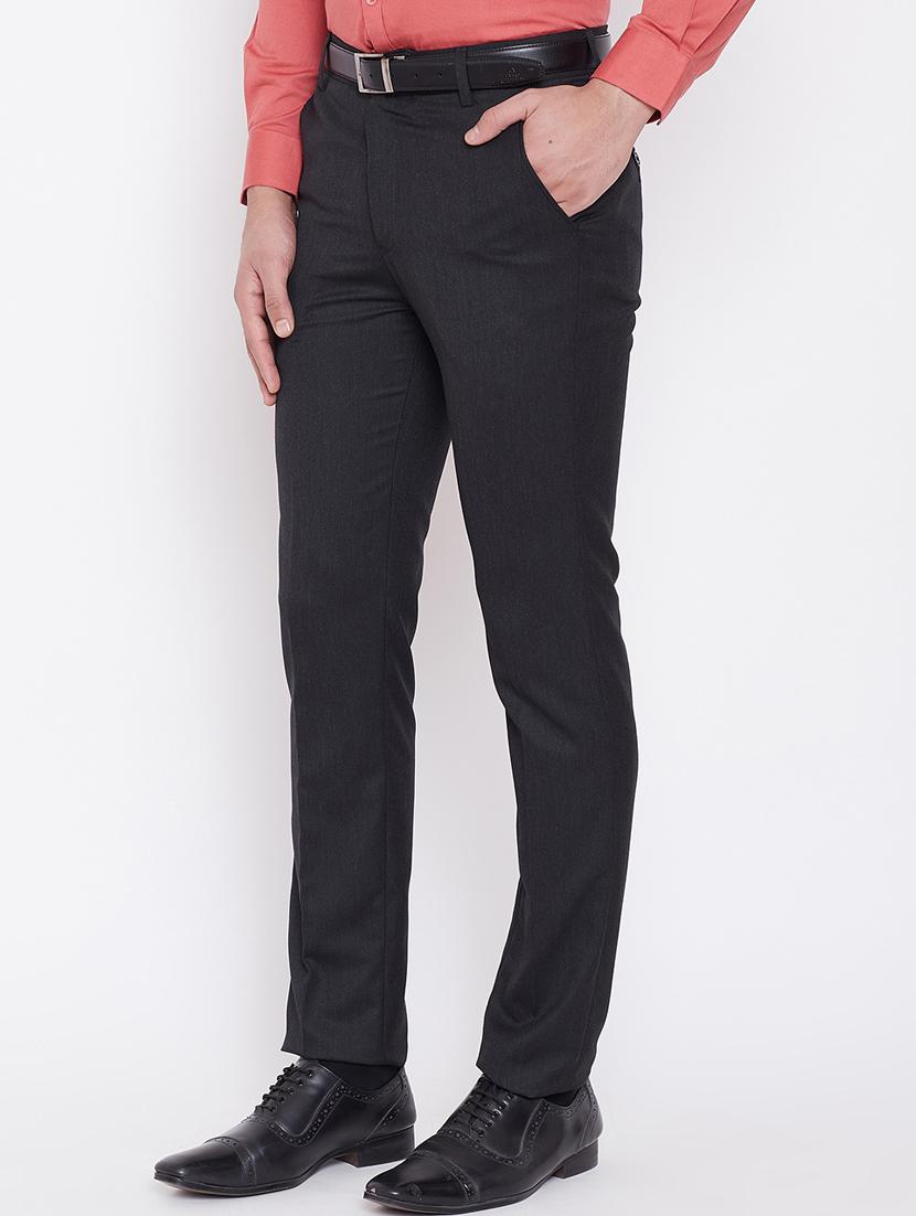 black solid flat front formal trouser - 16509464 -  Standard Image - 1