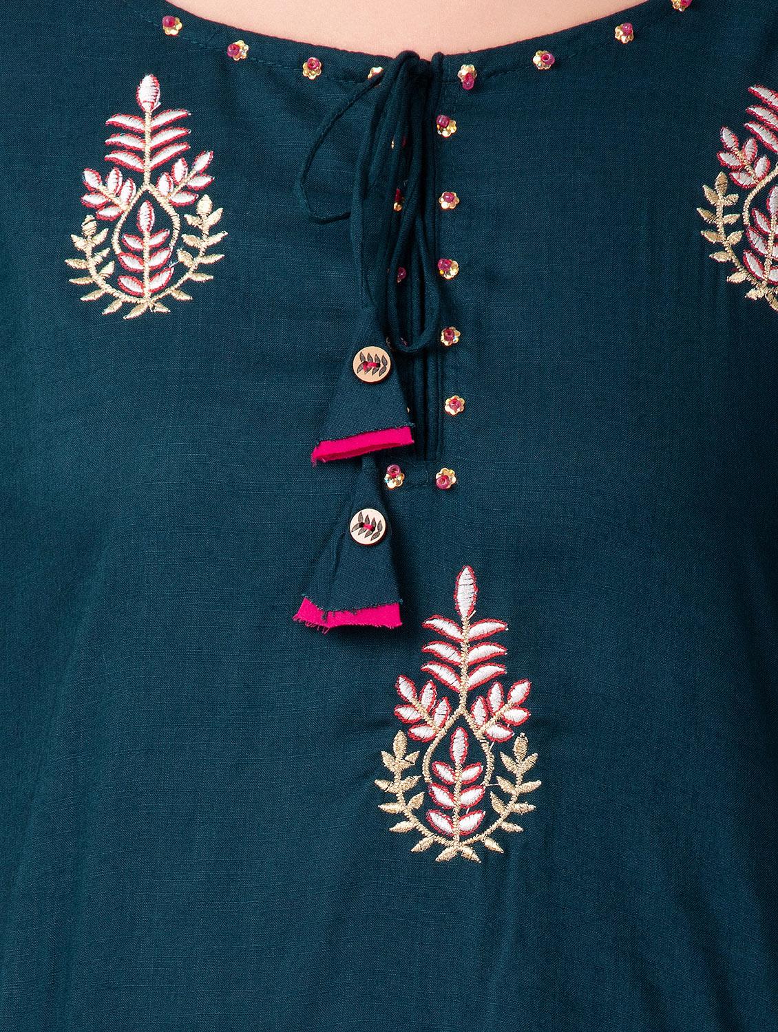 embroidered kurta sharara with dupatta set - 16509724 - Standard Image - 4