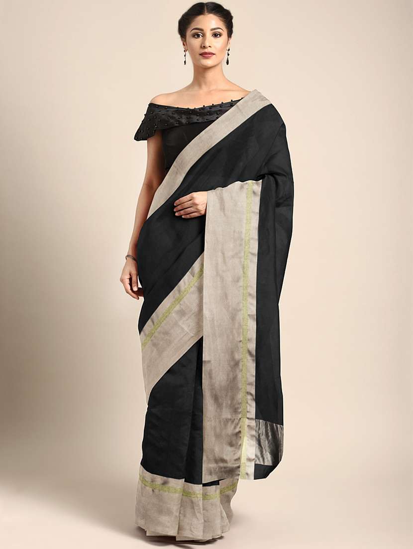 solid plain saree with blouse