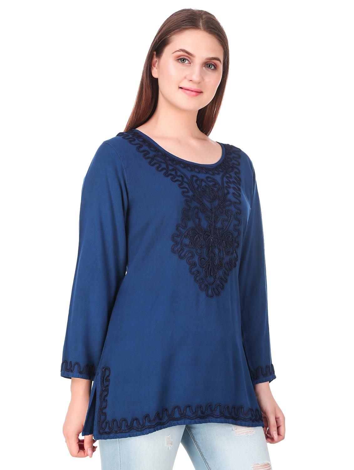 tie up back embroidered tunic - 16510424 - Standard Image - 1