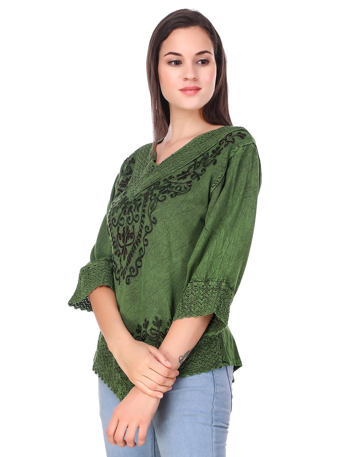 lace detail embroidered top - 16510425 - Standard Image - 1