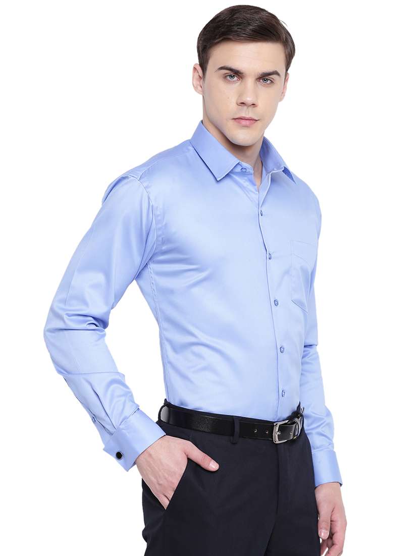 blue solid formal shirt - 16511459 -  Standard Image - 1