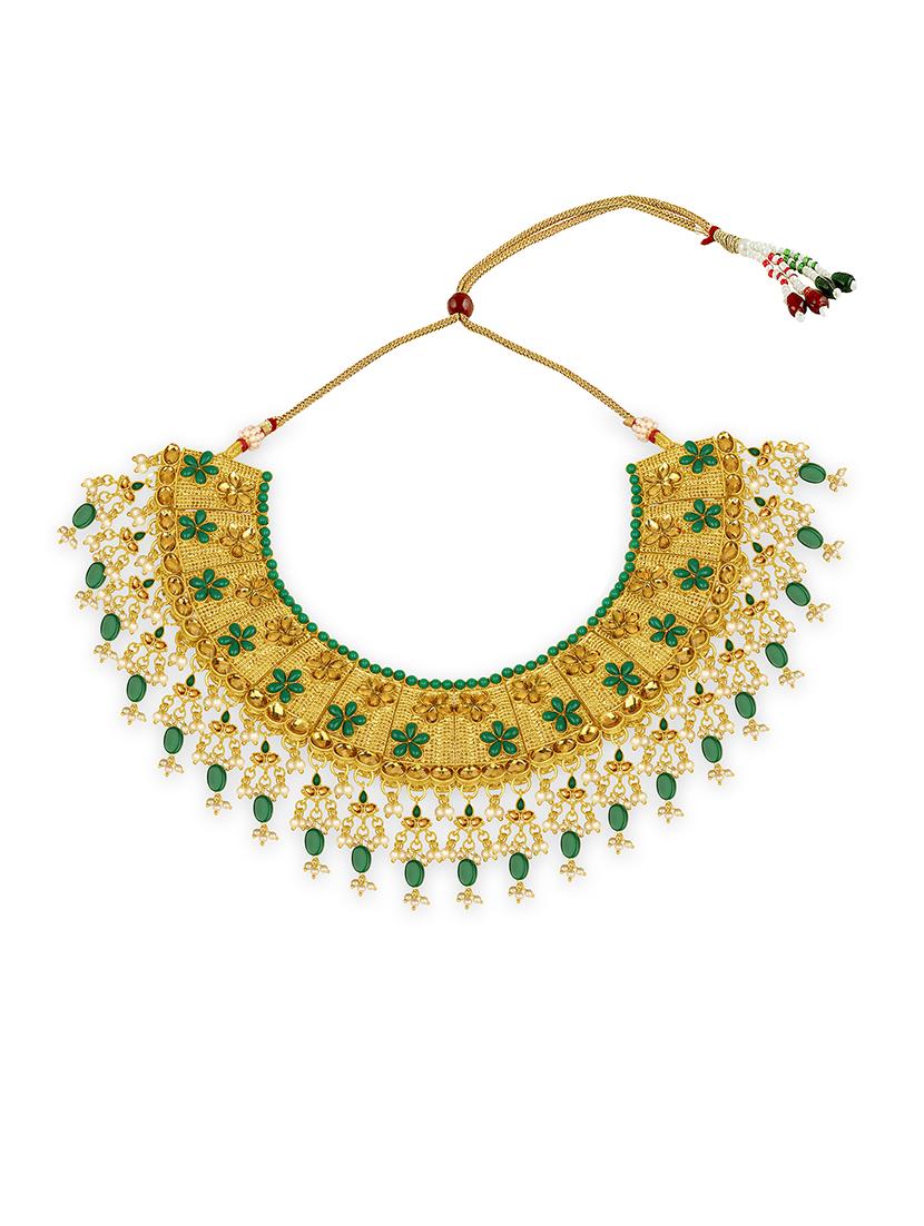 green metal necklaces and earring - 16515829 -  Standard Image - 1