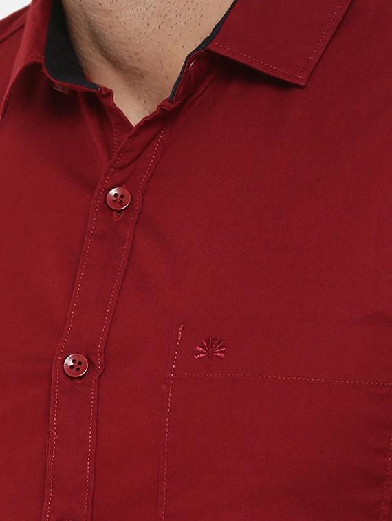 red solid casual shirt - 16516628 - Standard Image - 4