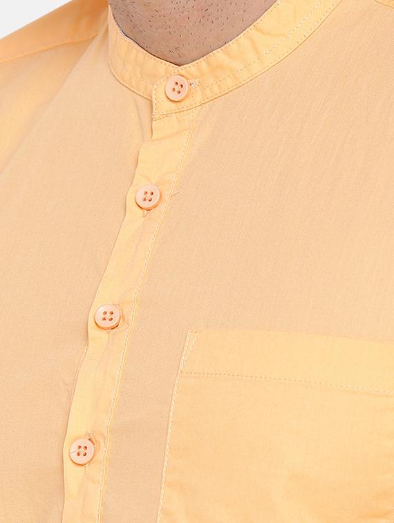 yellow solid short kurta - 16516776 - Standard Image - 4