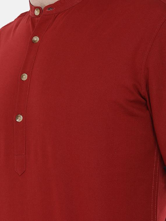 red solid short kurta - 16516782 - Standard Image - 4