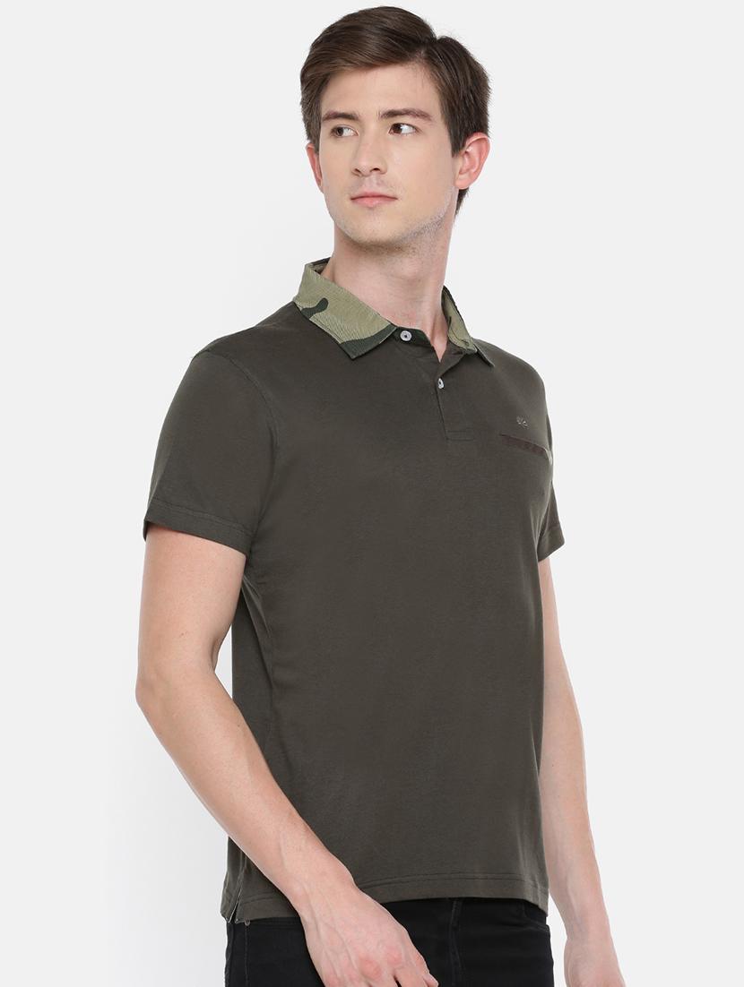 olive green solid pocket t-shirt - 16516996 - Standard Image - 1