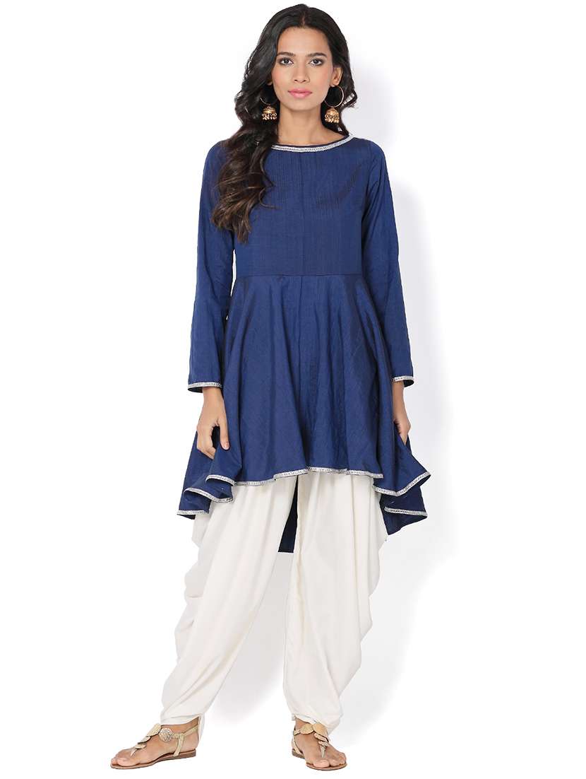 solid silk flared kurta